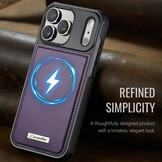 iPhone 18 Pro Max / iPhone 17 Pro Max Magnetisch leren TPU backcover met verhoogde camerarand - Paars