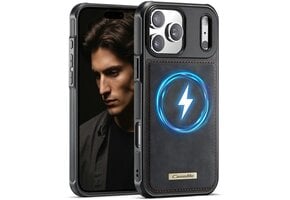 Caseme iPhone 18 Pro / iPhone 17 Pro Magnetisch leren TPU backcover - Zwart