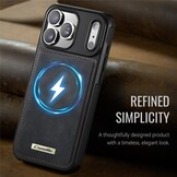 iPhone 18 Pro / iPhone 17 Pro Magnetisch leren TPU backcover met verhoogde camerarand - Zwart