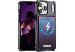 Caseme iPhone 18 Pro / iPhone 17 Pro Magnetisch leren TPU backcover - Paars