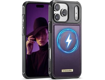 Caseme iPhone 18 Pro / iPhone 17 Pro Magnetisch leren TPU backcover - Paars