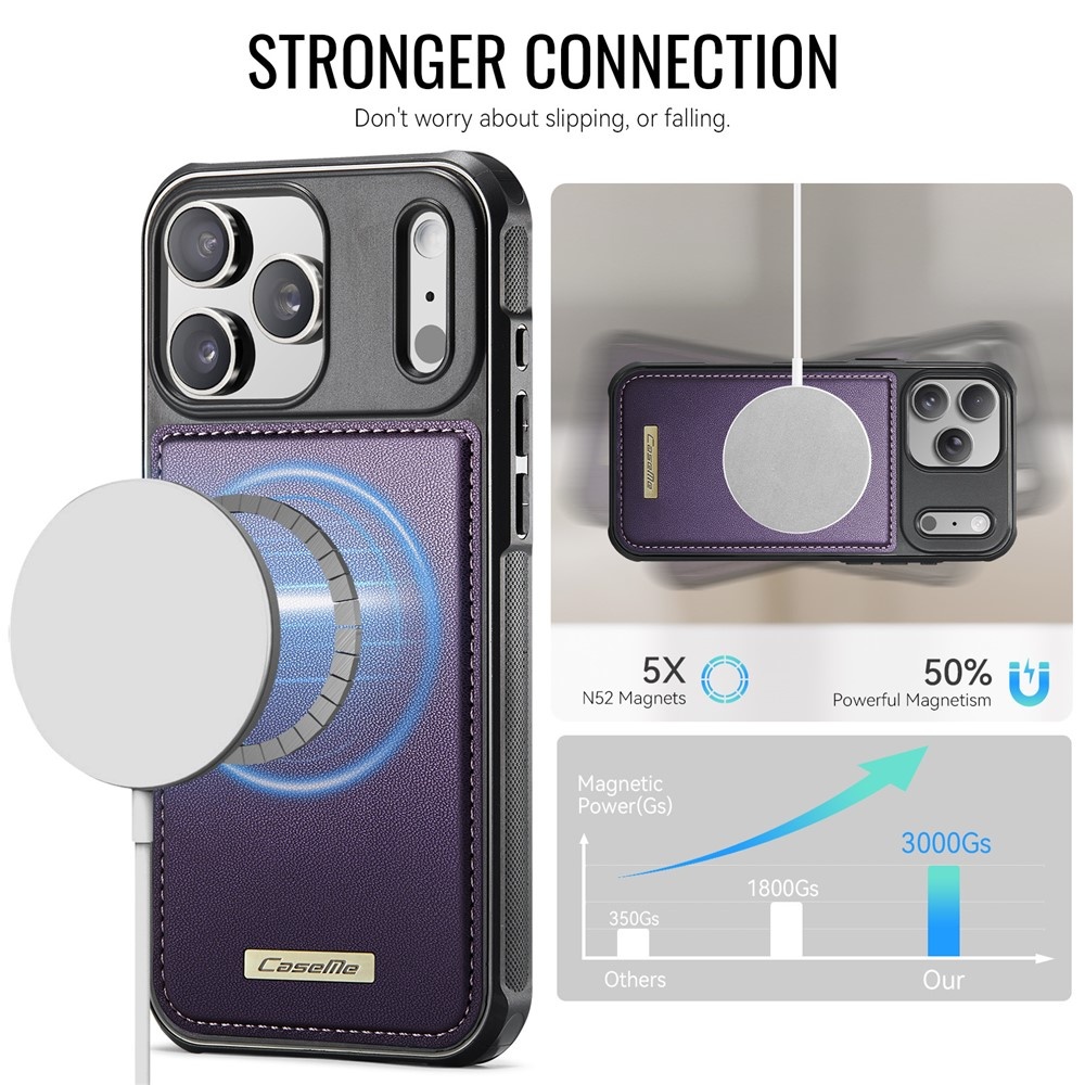 iPhone 18 Pro / iPhone 17 Pro Magnetisch leren TPU backcover met verhoogde camerarand - Paars