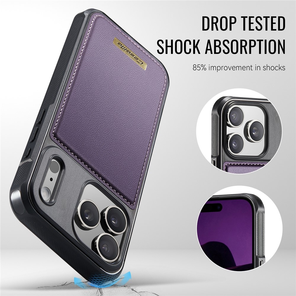 iPhone 18 Pro / iPhone 17 Pro Magnetisch leren TPU backcover met verhoogde camerarand - Paars