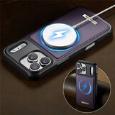 iPhone 18 Pro / iPhone 17 Pro Magnetisch leren TPU backcover met verhoogde camerarand - Paars