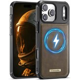 iPhone 18 Pro / iPhone 17 Pro Magnetisch leren TPU backcover met verhoogde camerarand - Bruin