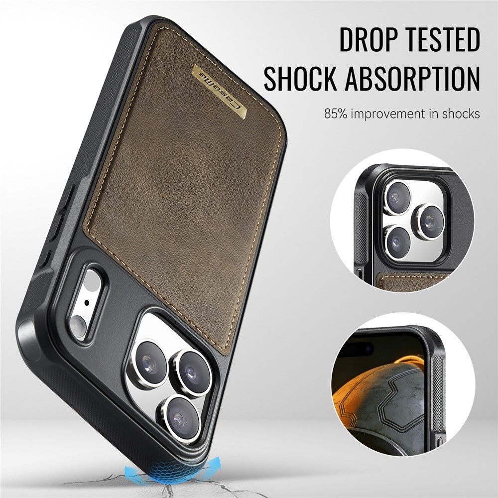 iPhone 18 Pro / iPhone 17 Pro Magnetisch leren TPU backcover met verhoogde camerarand - Bruin