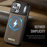 iPhone 18 Pro / iPhone 17 Pro Magnetisch leren TPU backcover met verhoogde camerarand - Bruin