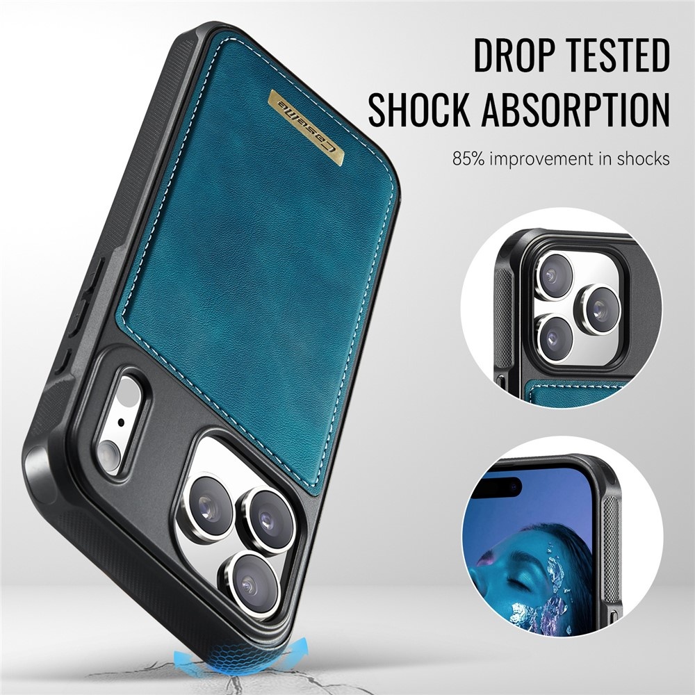 iPhone 18 Pro / iPhone 17 Pro Magnetisch leren TPU backcover met verhoogde camerarand - Petrol