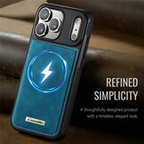iPhone 18 Pro / iPhone 17 Pro Magnetisch leren TPU backcover met verhoogde camerarand - Petrol
