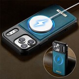 iPhone 18 Pro / iPhone 17 Pro Magnetisch leren TPU backcover met verhoogde camerarand - Petrol