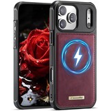 iPhone 18 Pro / iPhone 17 Pro Magnetisch leren TPU backcover met verhoogde camerarand - Rood