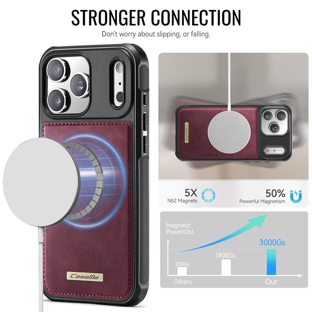 iPhone 18 Pro / iPhone 17 Pro Magnetisch leren TPU backcover met verhoogde camerarand - Rood