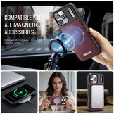 iPhone 18 Pro / iPhone 17 Pro Magnetisch leren TPU backcover met verhoogde camerarand - Rood