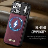 iPhone 18 Pro / iPhone 17 Pro Magnetisch leren TPU backcover met verhoogde camerarand - Rood