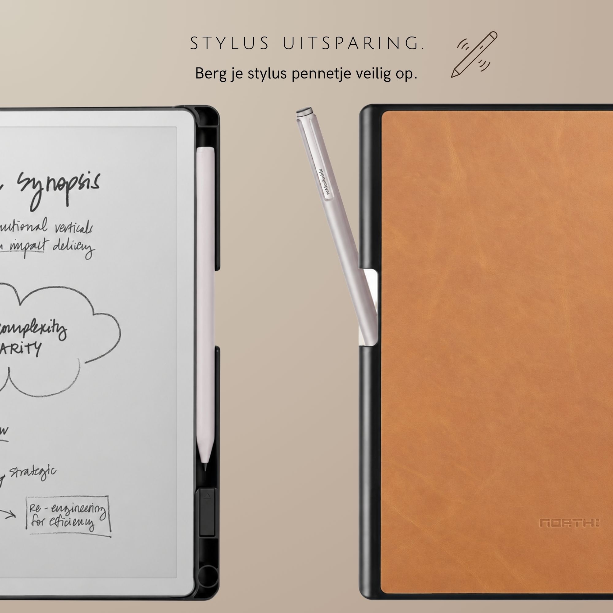 ReMarkable Paper Pure book folio echt leren cover hoes - Cognac