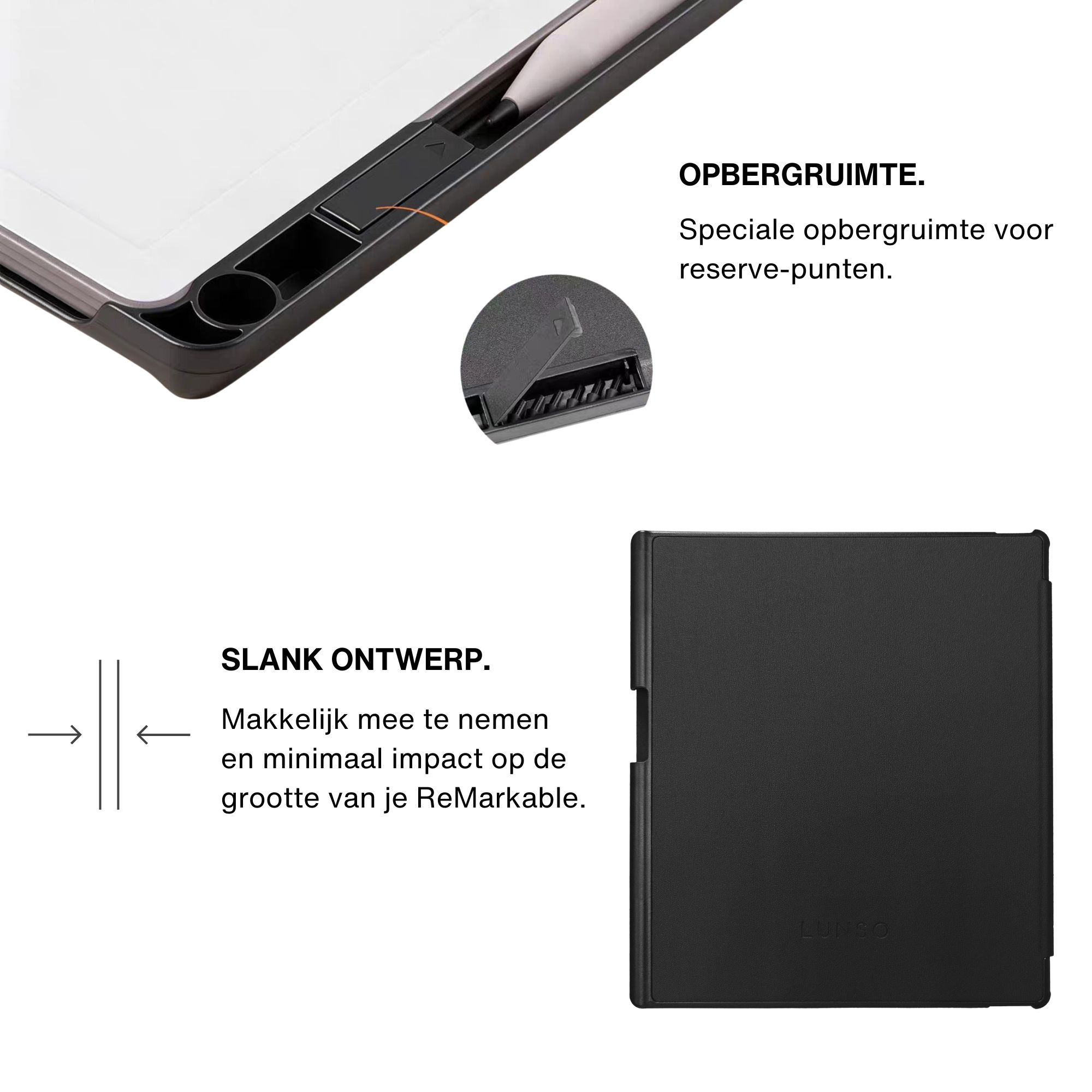 ReMarkable Paper Pure book folio sleepcover PU leren hoes met stylushouder en auto-wake - Zwart