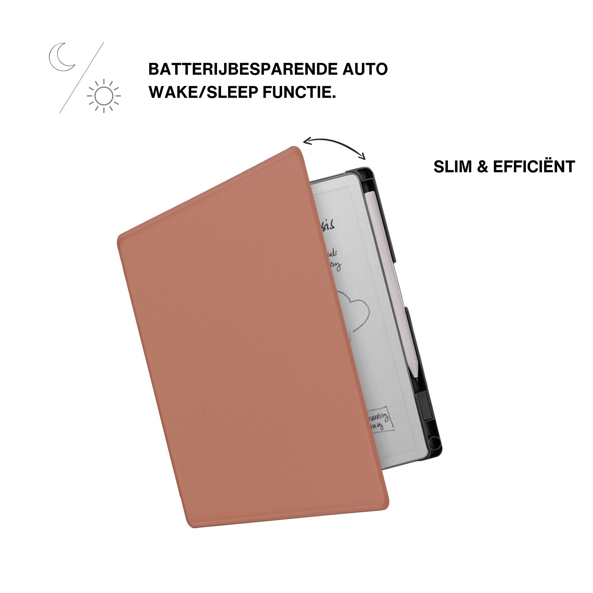 ReMarkable Paper Pure book folio sleepcover PU leren hoes met stylushouder en auto-wake - Bruin