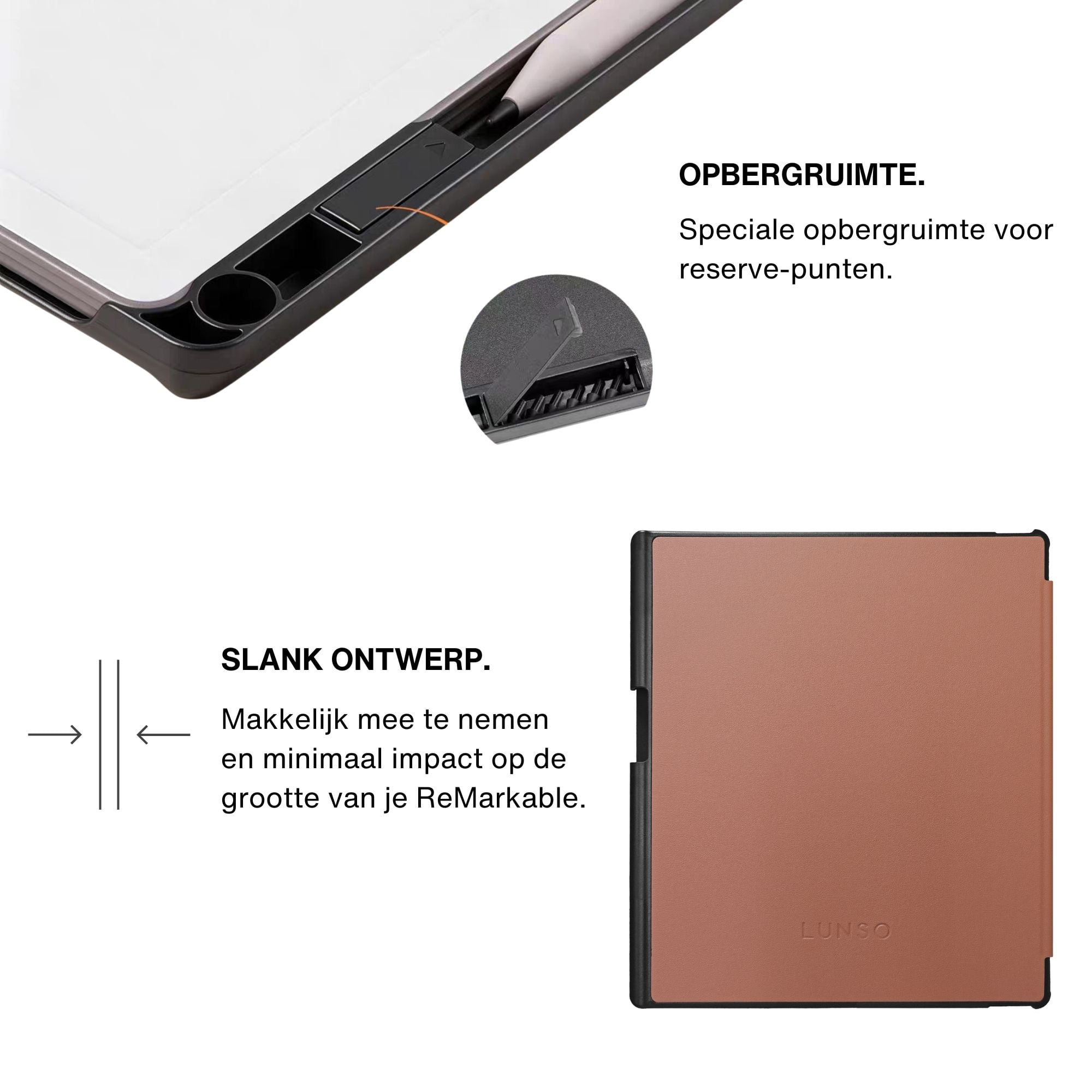ReMarkable Paper Pure book folio sleepcover PU leren hoes met stylushouder en auto-wake - Bruin