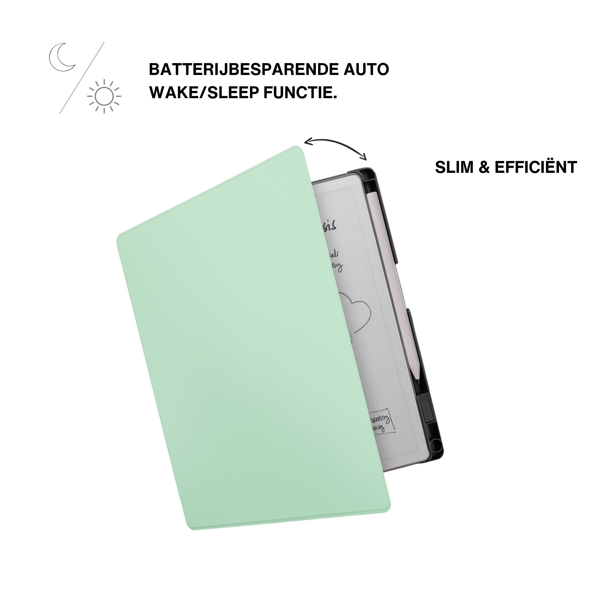 ReMarkable Paper Pure book folio sleepcover PU leren hoes met stylushouder en auto-wake - Groen