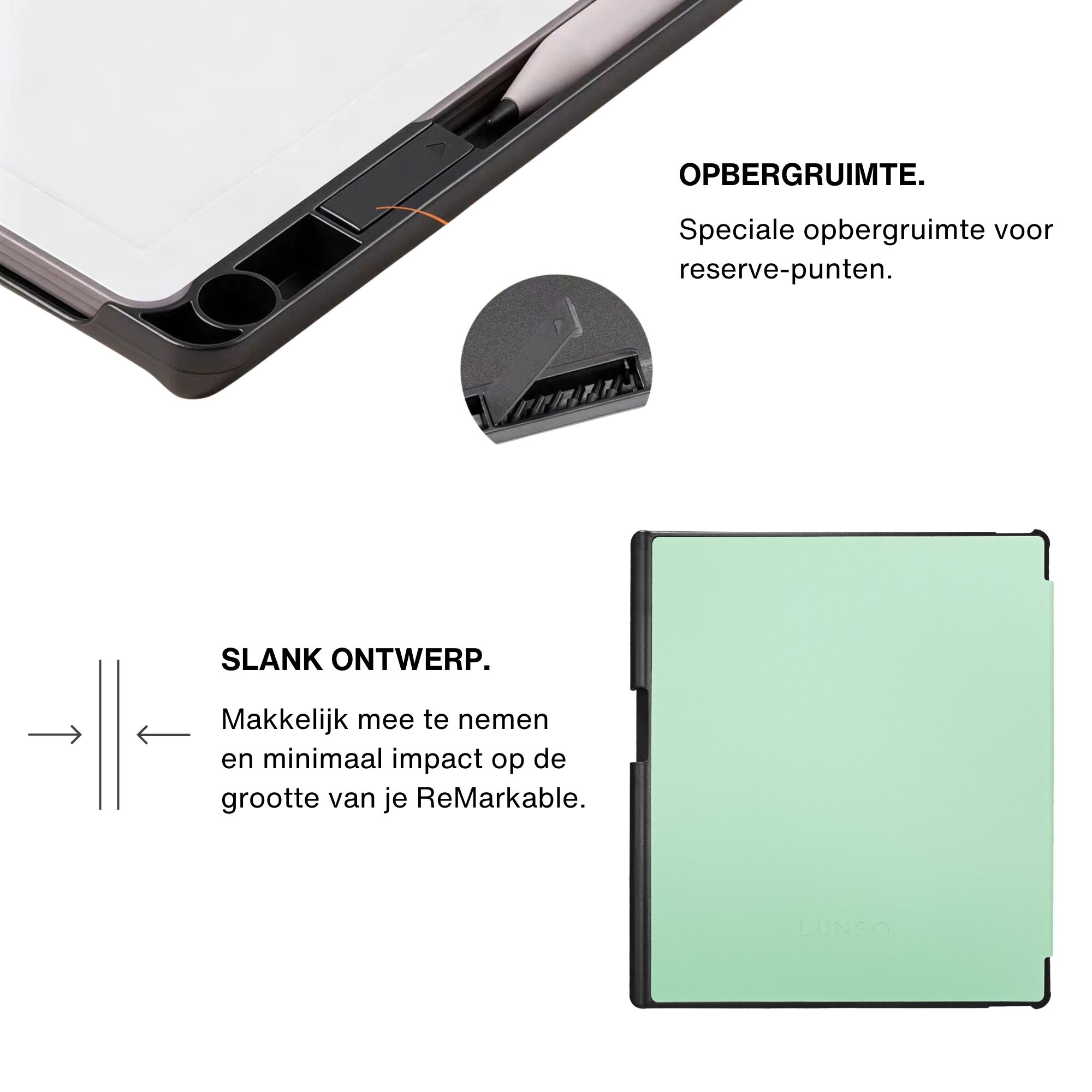 ReMarkable Paper Pure book folio sleepcover PU leren hoes met stylushouder en auto-wake - Groen