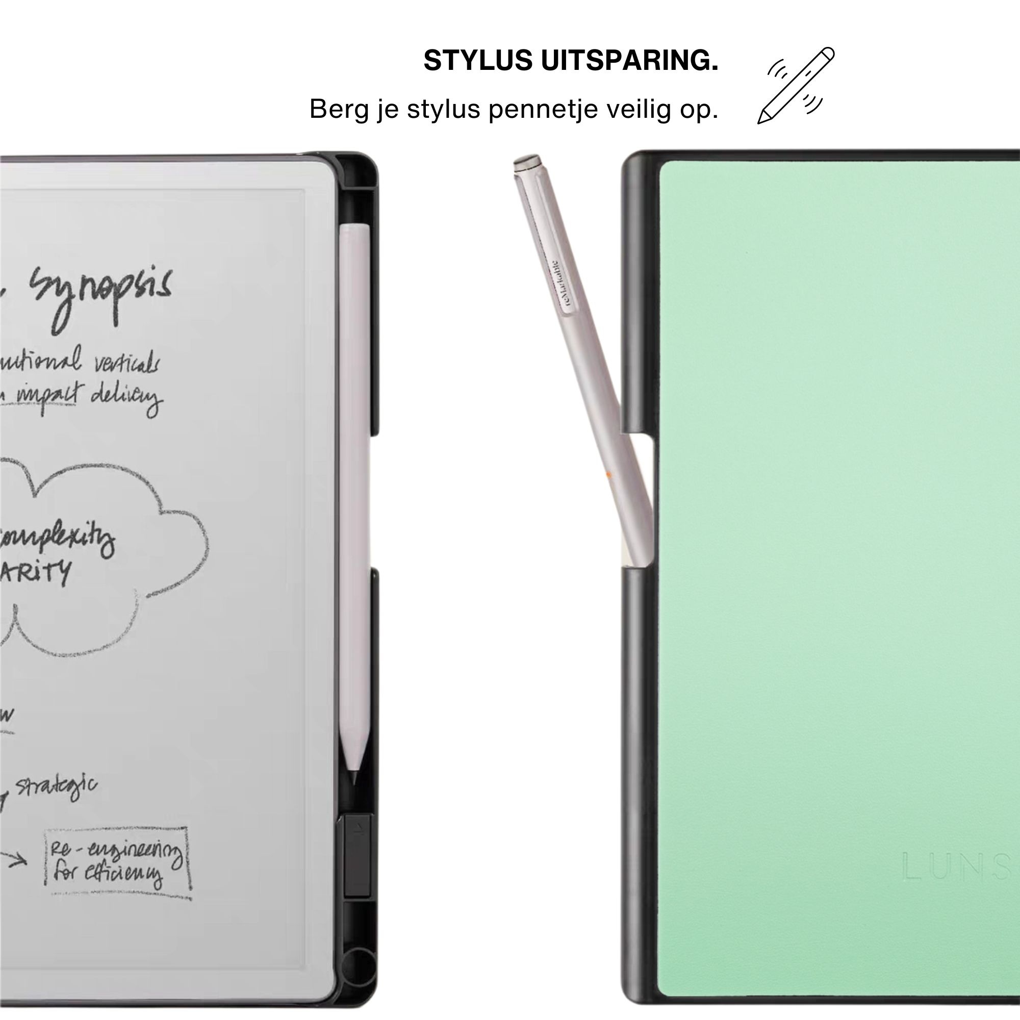 ReMarkable Paper Pure book folio sleepcover PU leren hoes met stylushouder en auto-wake - Groen