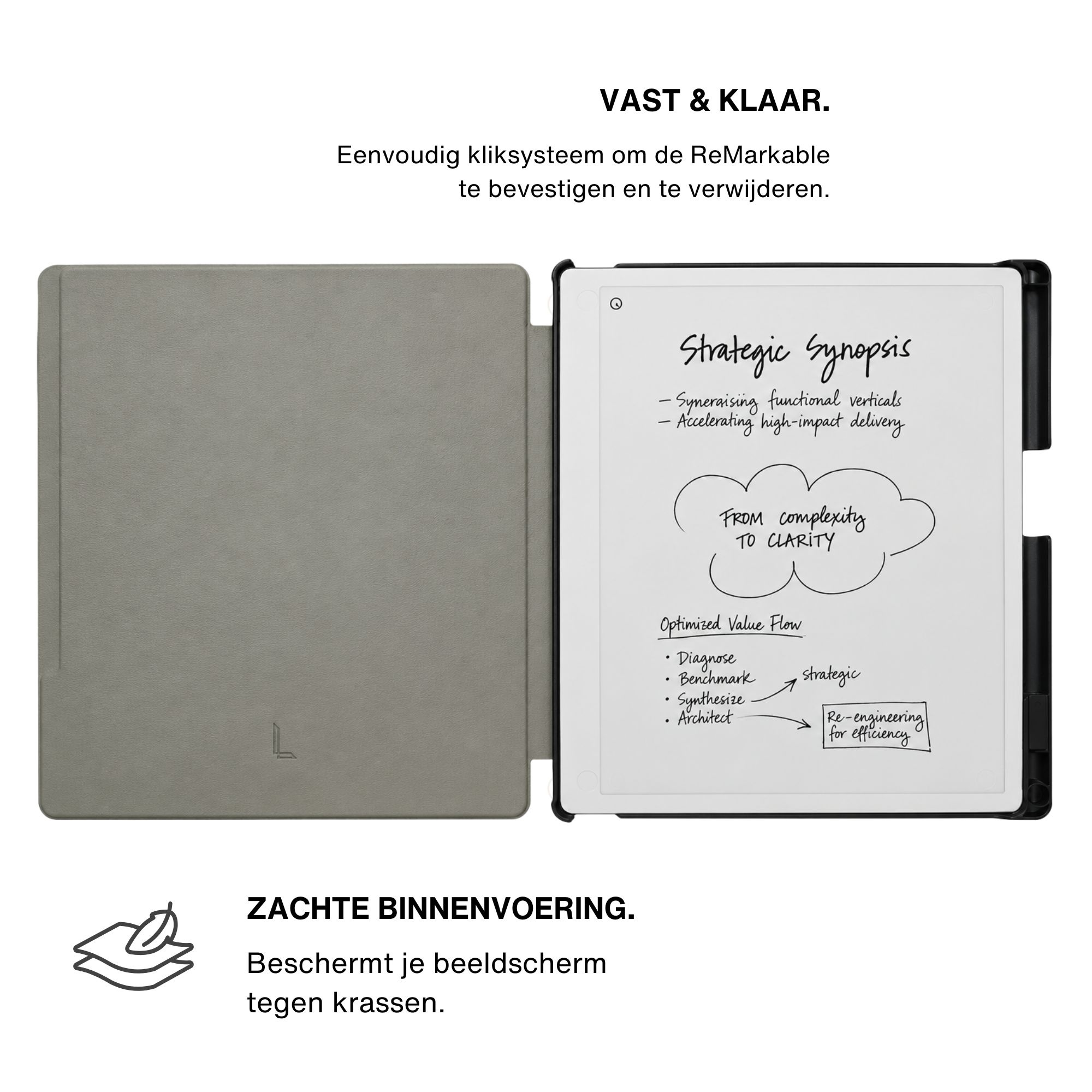 ReMarkable Paper Pure book folio sleepcover PU leren hoes met stylushouder en auto-wake - Lavendel