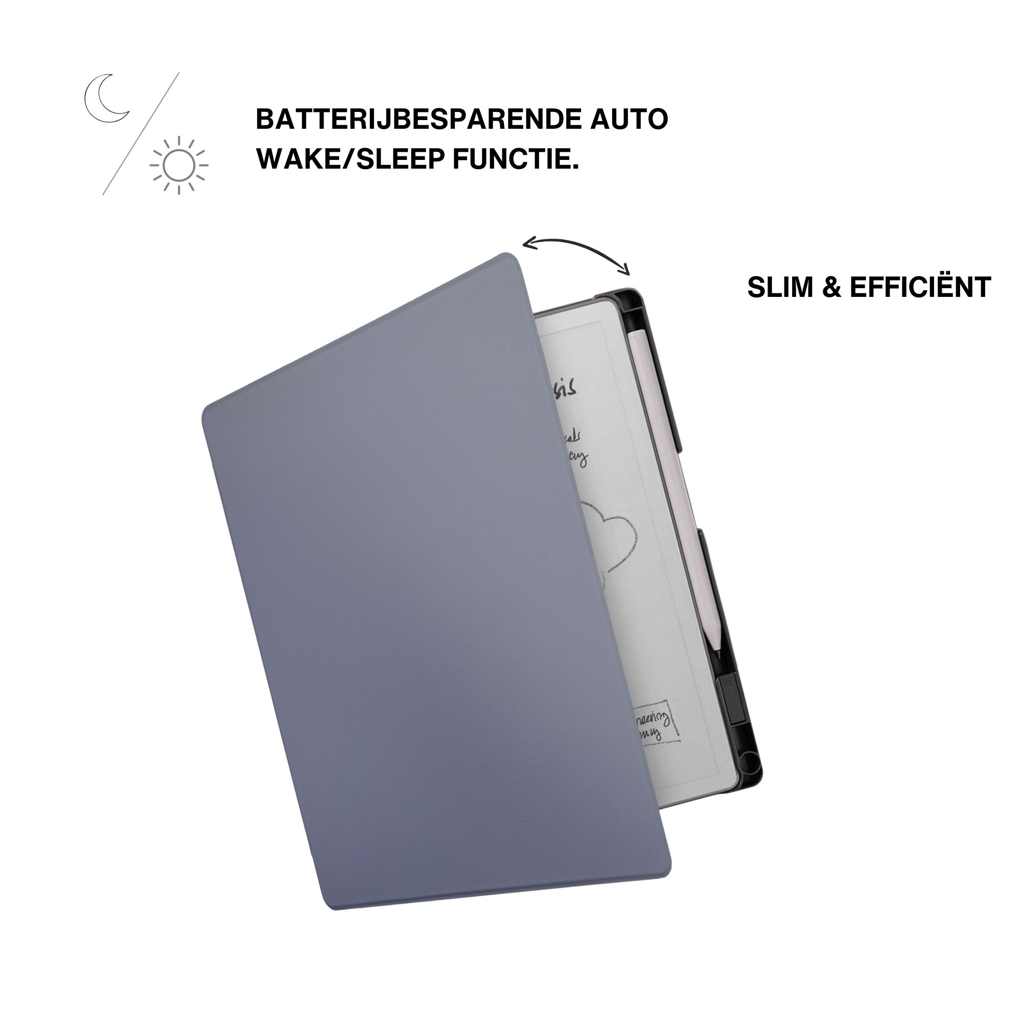 ReMarkable Paper Pure book folio sleepcover PU leren hoes met stylushouder en auto-wake - Lavendel