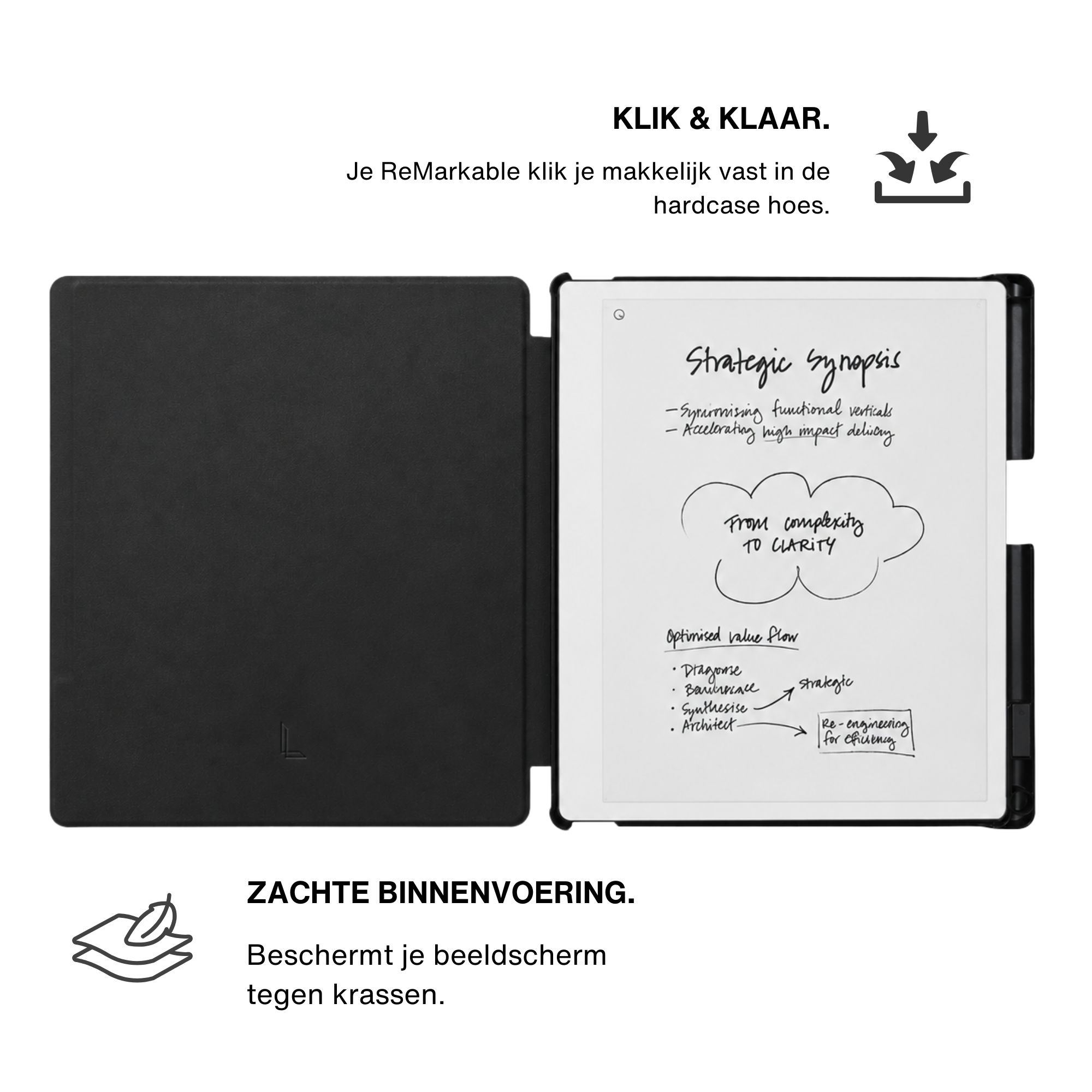 ReMarkable Paper Pure hoes Vegan Saffiano leren sleepcover - Zwart