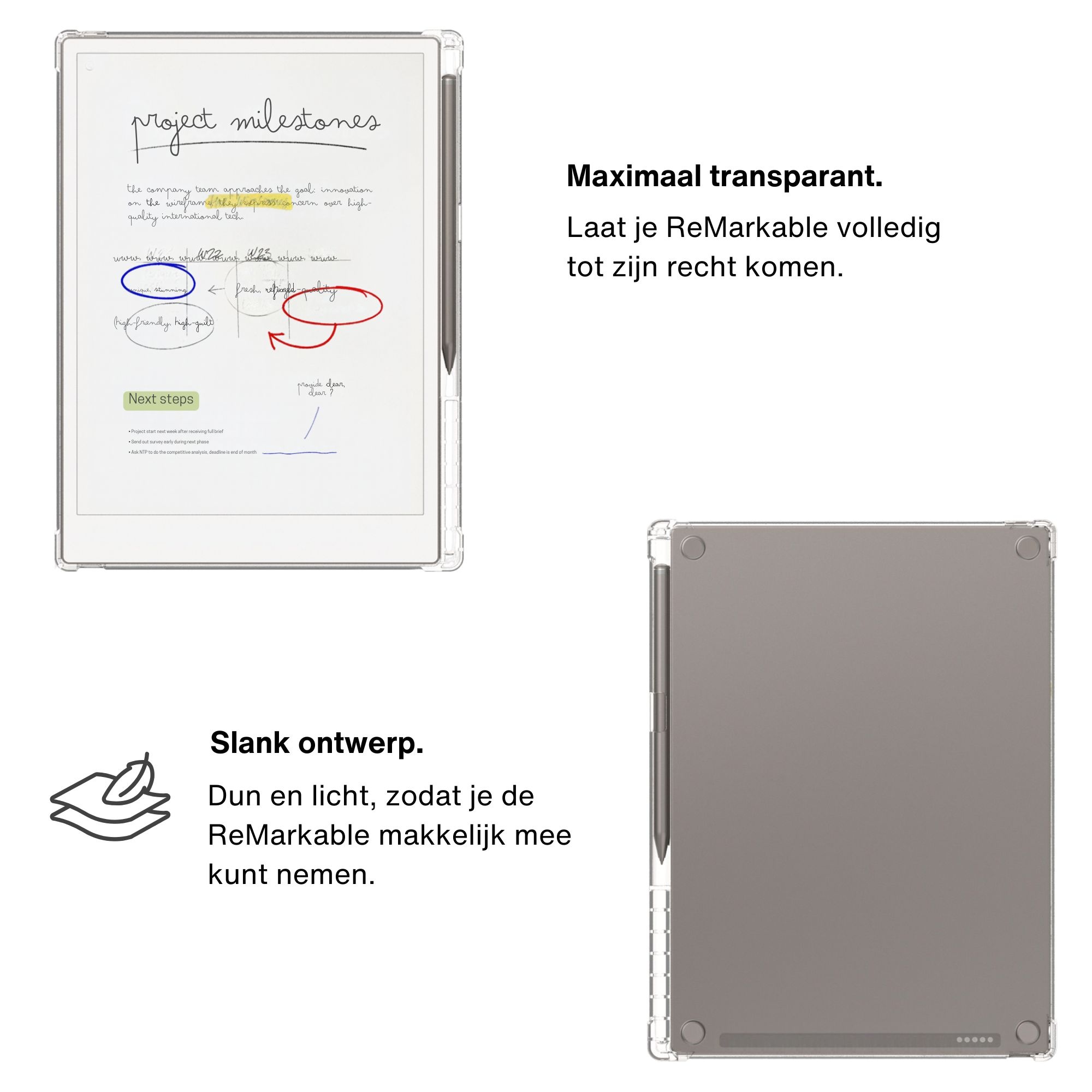 ReMarkable Paper Pro hoes (11.8 inch) - TPU Backcover - Transparant