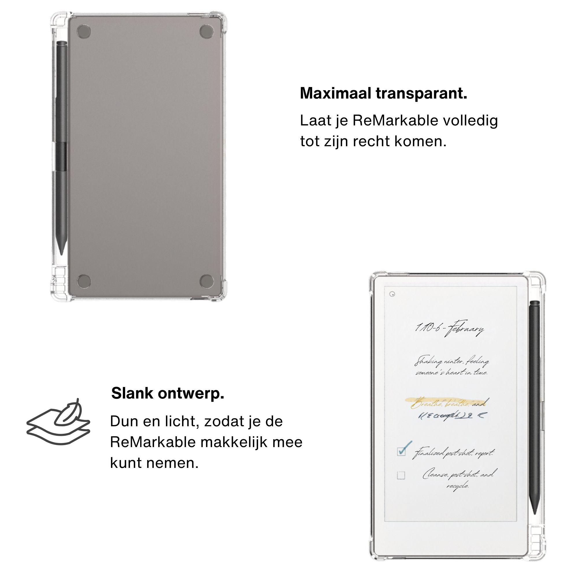 ReMarkable Paper Pro Move hoes (7.8 inch) - TPU Backcover - Transparant