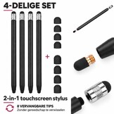 4 stuks universele 2-in-1 stylus touchscreen pennetjes voor smartphone, tablet en e-reader - Zwart