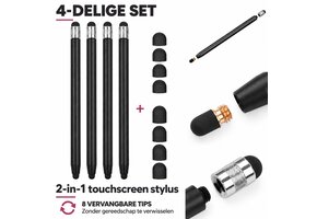 Casety 4 stuks stylus touchscreen pennetjes - Zwart