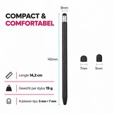 4 stuks universele 2-in-1 stylus touchscreen pennetjes voor smartphone, tablet en e-reader - Zwart