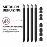 4 stuks universele 2-in-1 stylus touchscreen pennetjes voor smartphone, tablet en e-reader - Zwart