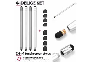 Casety 4 stuks stylus touchscreen pennetjes - Zilver