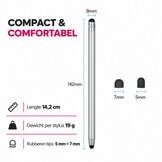 4 stuks universele 2-in-1 stylus touchscreen pennetjes voor smartphone, tablet en e-reader - Zilver