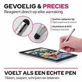 4 stuks universele 2-in-1 stylus touchscreen pennetjes voor smartphone, tablet en e-reader - Zilver