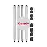 4 stuks universele 2-in-1 stylus touchscreen pennetjes voor smartphone, tablet en e-reader - Zilver