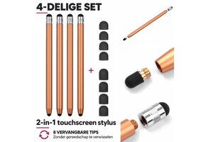 Casety 4 stuks stylus touchscreen pennetjes - Goud
