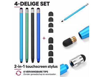 Casety 4 stuks stylus touchscreen pennetjes - Gemixte kleuren