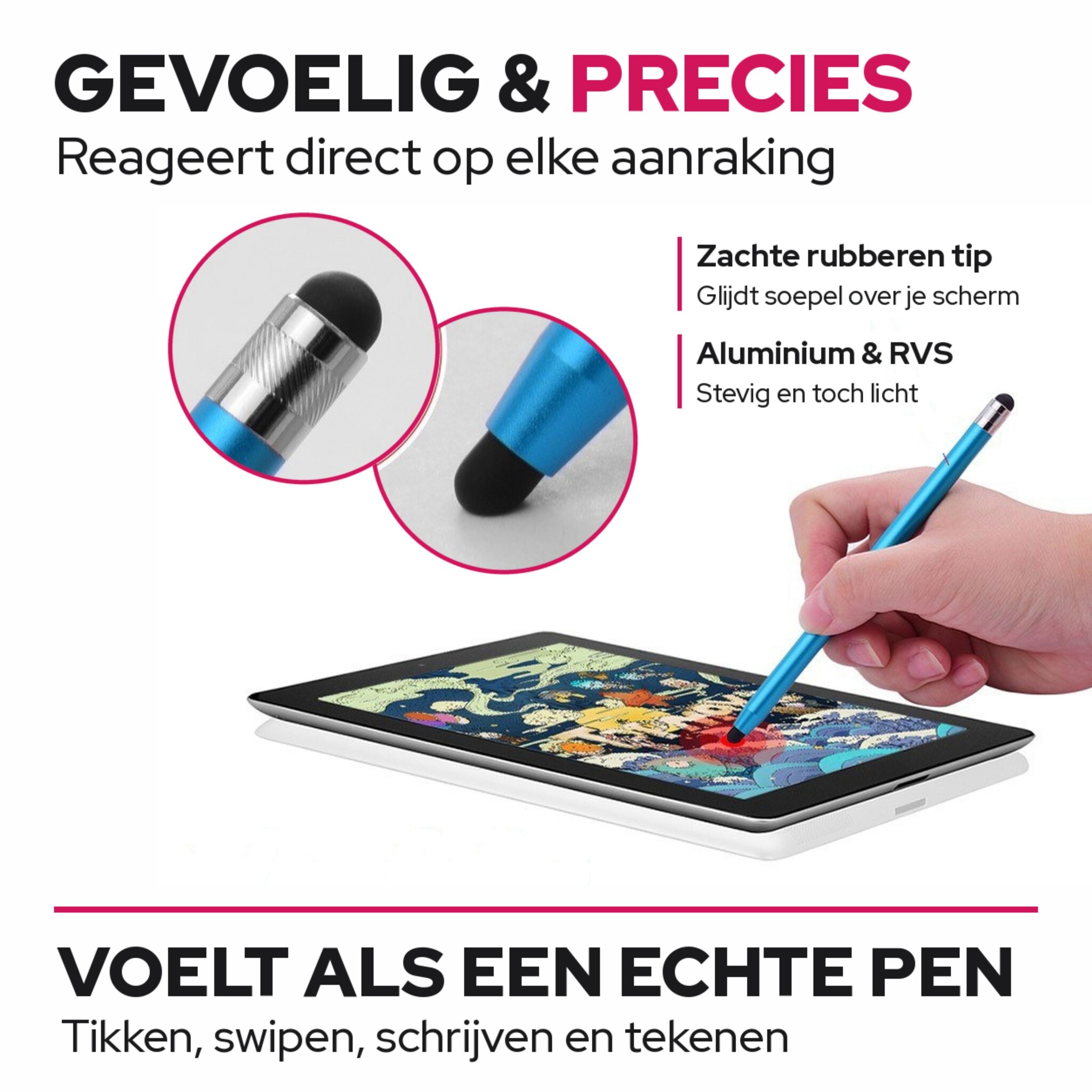 4 stuks universele 2-in-1 stylus touchscreen pennetjes voor smartphone, tablet en e-reader - Gemixte kleuren