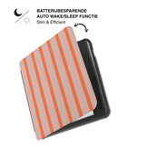 Kobo Libra Colour Hoesje - Vegan Saffiano Leren Sleep Cover - Met Handband en Auto Wake/Sleep - Tangerine Blush