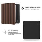 Kobo Libra Colour Hoesje - Vegan Saffiano Leren Sleep Cover - Met Handband en Auto Wake/Sleep - Espresso
