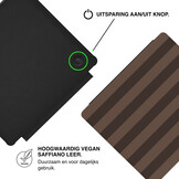 Kobo Libra Colour Hoesje - Vegan Saffiano Leren Sleep Cover - Met Handband en Auto Wake/Sleep - Espresso