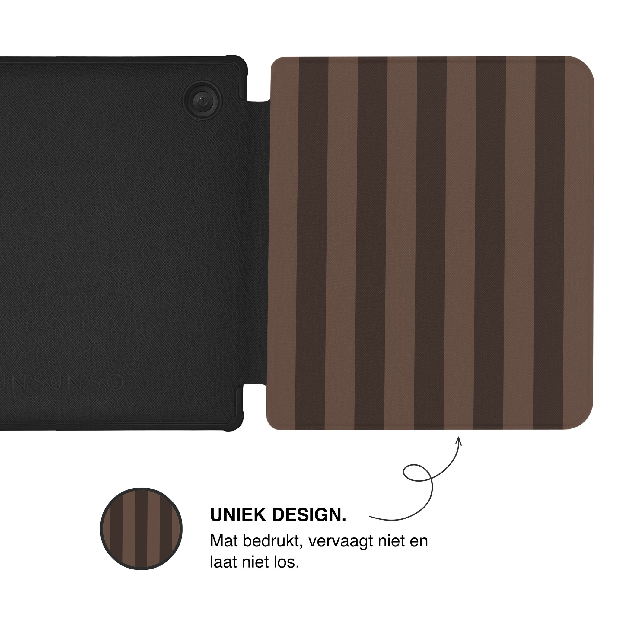 Kobo Libra Colour Hoesje - Vegan Saffiano Leren Sleep Cover - Met Handband en Auto Wake/Sleep - Espresso