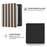 Kobo Libra Colour Hoesje - Vegan Saffiano Leren Sleep Cover - Met Handband en Auto Wake/Sleep - Café au Lait