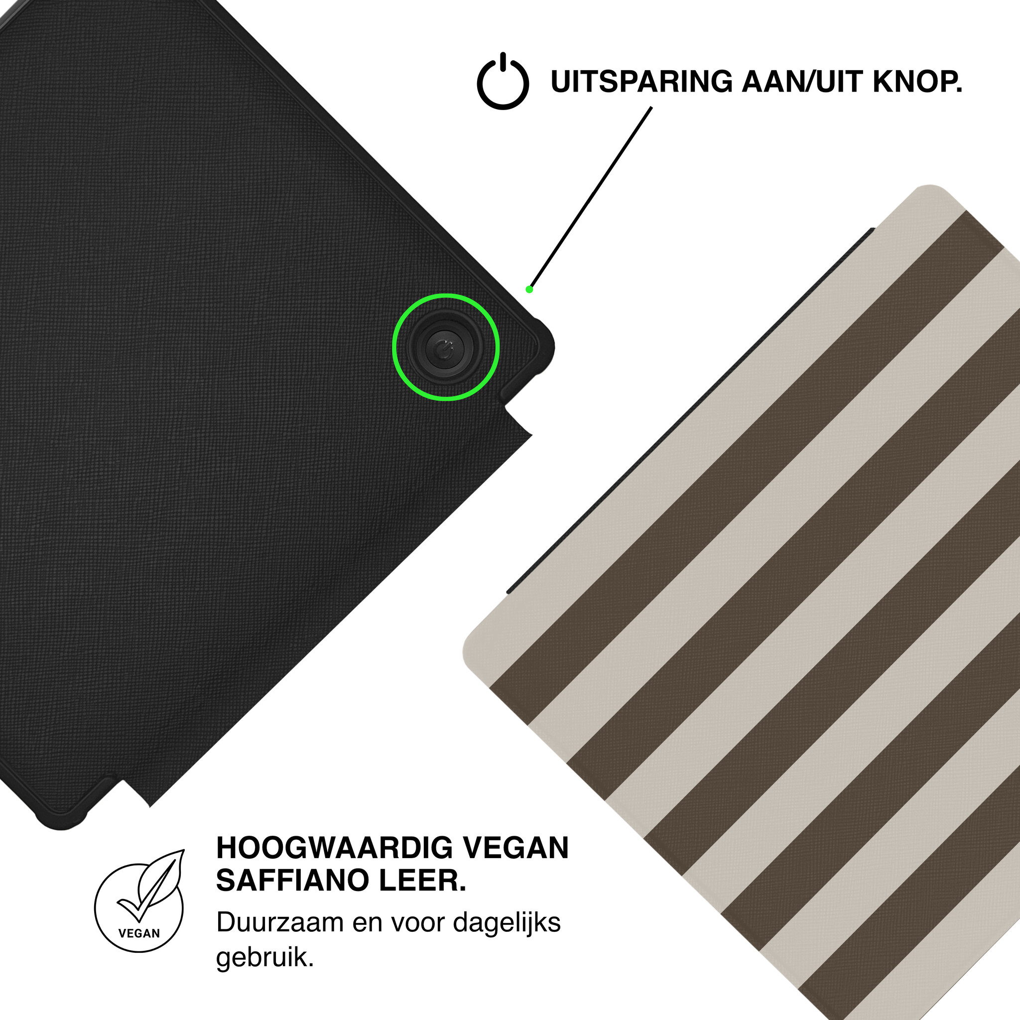 Kobo Libra Colour Hoesje - Vegan Saffiano Leren Sleep Cover - Met Handband en Auto Wake/Sleep - Café au Lait
