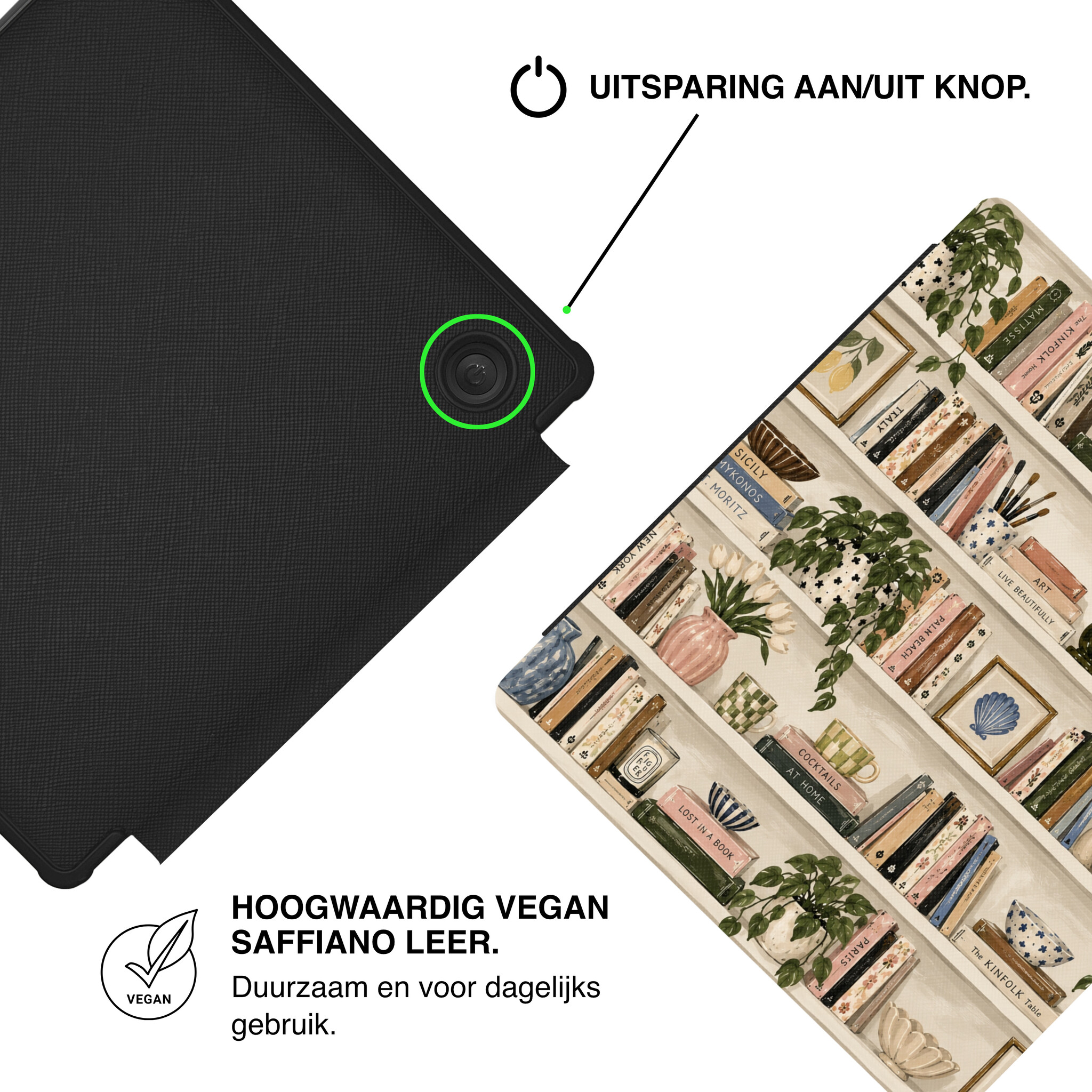 Kobo Libra Colour Hoesje - Vegan Saffiano Leren Sleep Cover - Met Handband en Auto Wake/Sleep - Libris