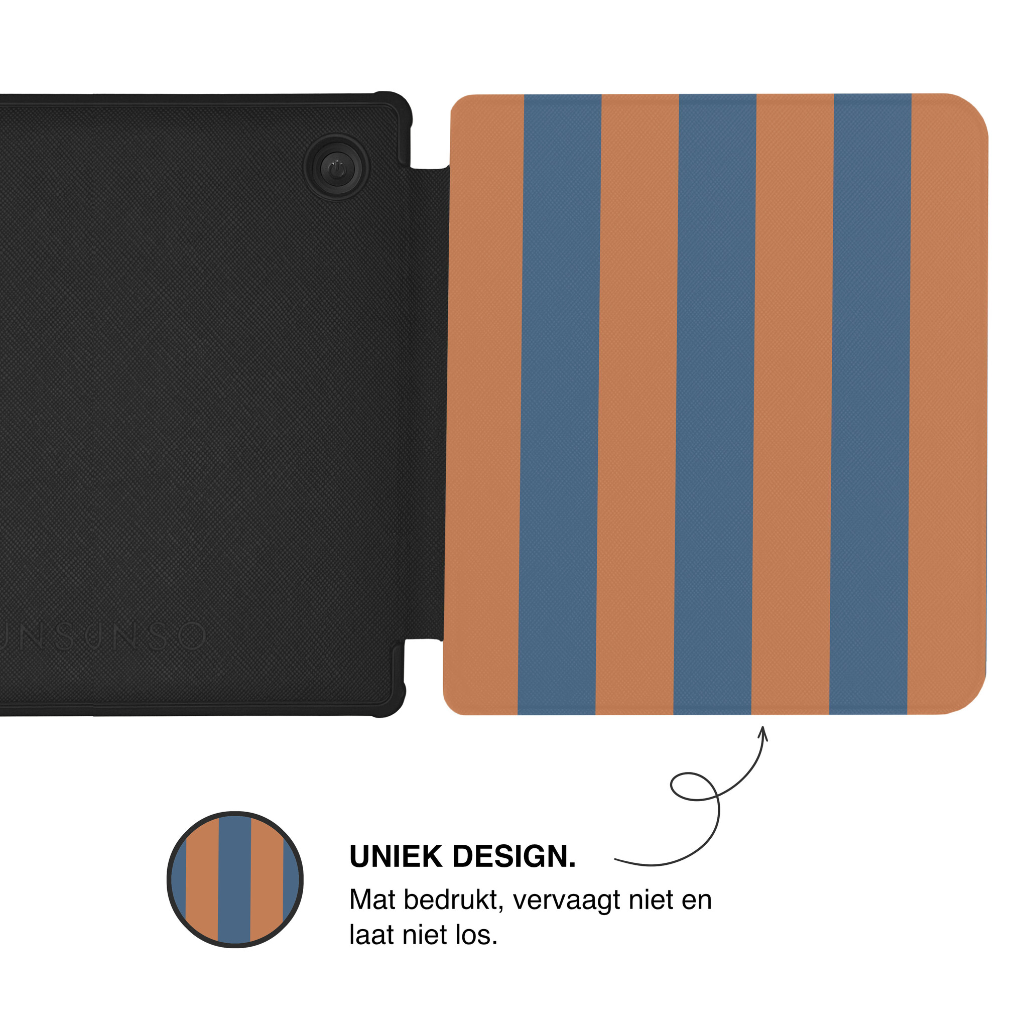 Kobo Libra Colour Hoesje - Vegan Saffiano Leren Sleep Cover - Met Handband en Auto Wake/Sleep - Rusty Blue