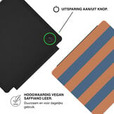 Kobo Libra Colour Hoesje - Vegan Saffiano Leren Sleep Cover - Met Handband en Auto Wake/Sleep - Rusty Blue